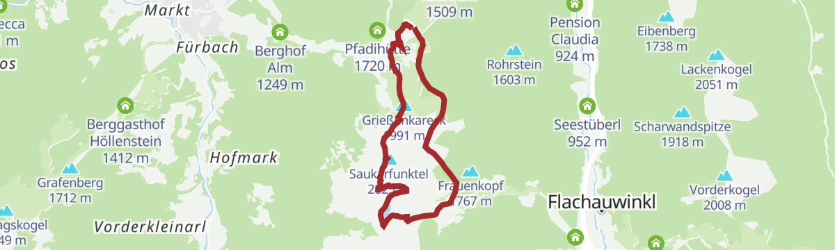 Route map: Panorama Wanderung Grießenkareck und Saukarfunktel